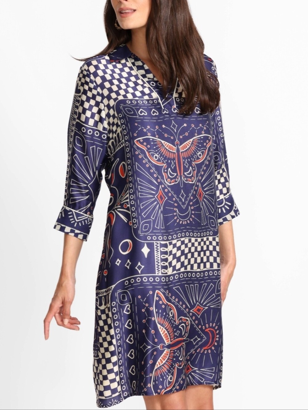 Johnny Was Silk Patchwork Print Dress XS